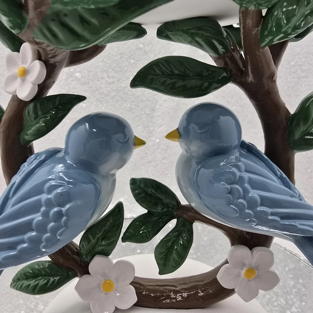 Bluebirds On A Branch 3 Wick Candle Holder Pedestal Lovebirds Bath & Body Works - Picture 9 of 15